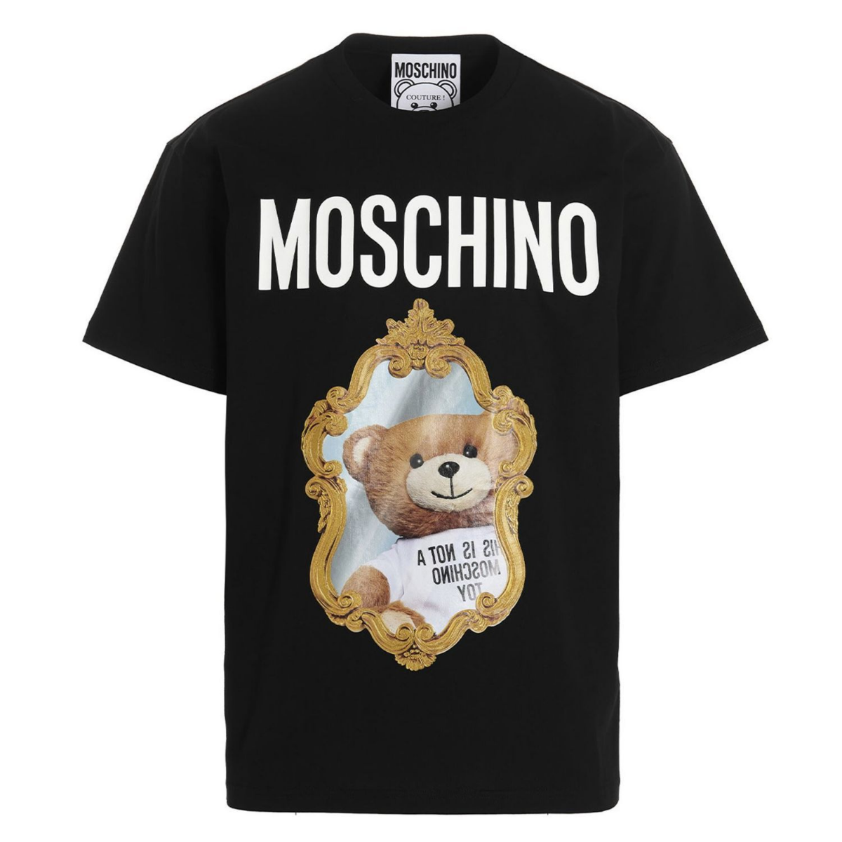 Moschino T-shirt Teddy Bear Photo Pattern Round Neck T-shirt Couple