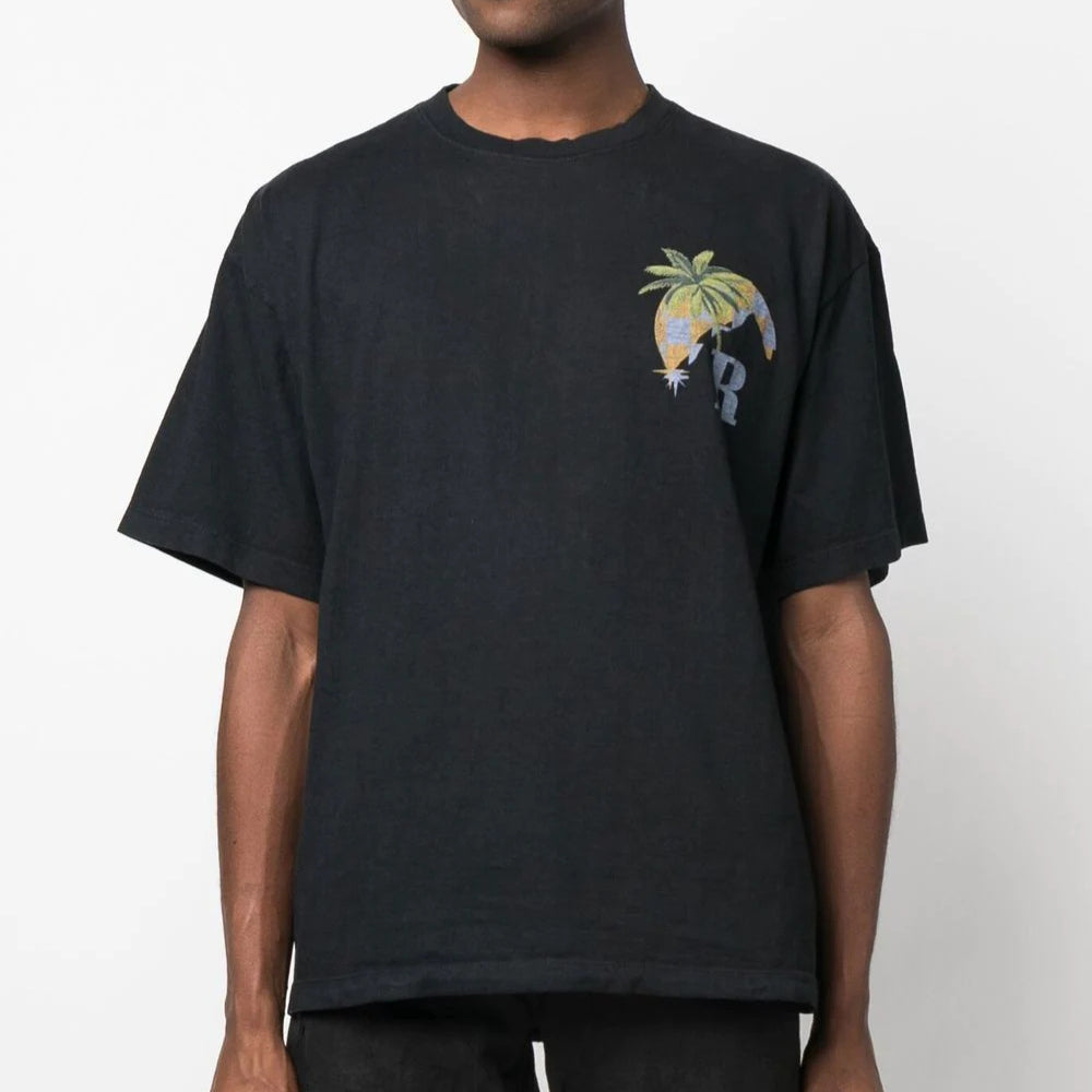Rhude T-shirt Sunset Coconut Racing Printed Short Sleeve T-shirt