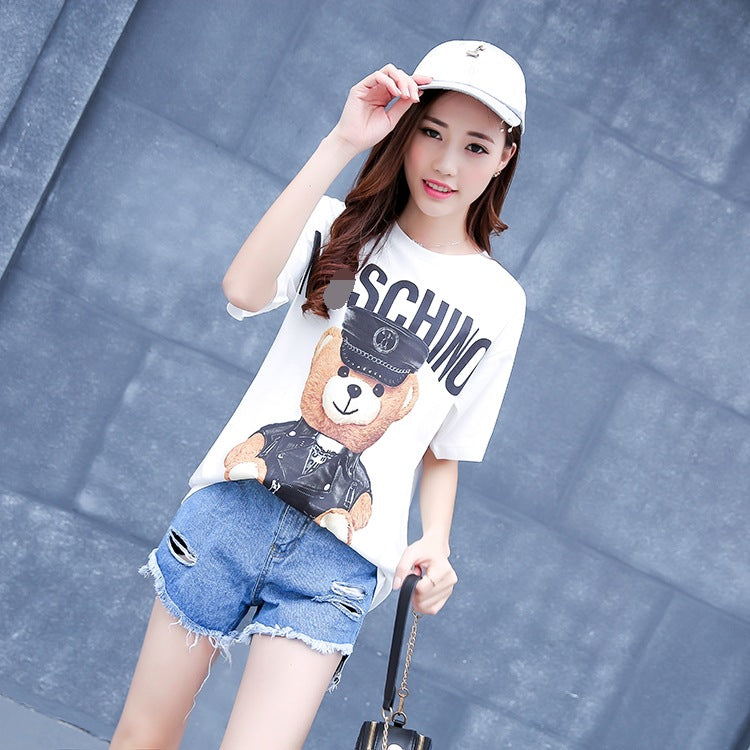 Moschino T-shirt Summer Short Sleeve Loose-Fitting Pure Cotton T-shirt
