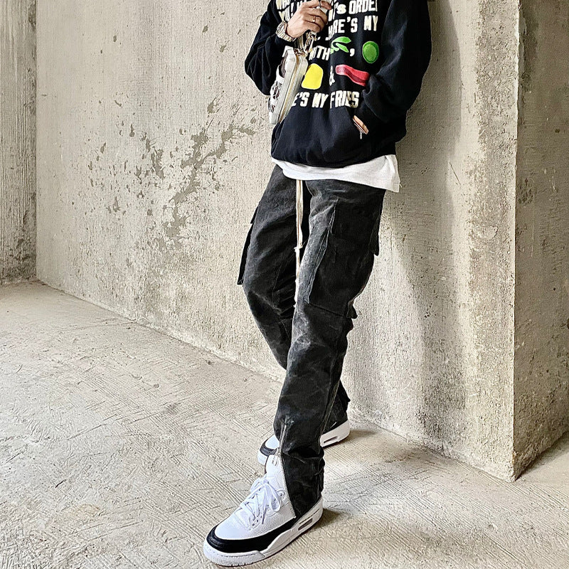 Askyurself Pant Zipper Pocket Loose Trendy Casual Pants