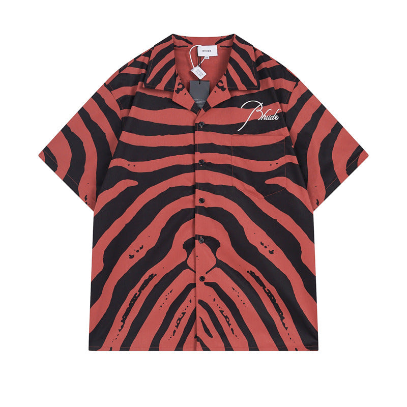 Rhude T-shirt Zebra Letter Embroidery Casual Short Sleeve Shirt, Shorts